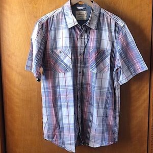 Weatherproof Plaid ShortSleeve Button Down Shirt L